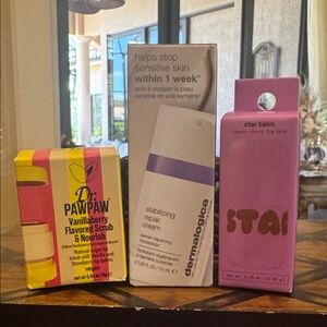 Dermalogica Stabilizing Repair Cream, Starface balm, Dr PawPaw